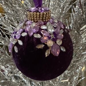 Purple Velvet and Rhinestone Christmas Tree Ornament